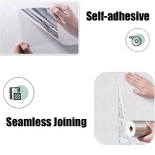 1 捲紋理自黏加厚泡棉壁紙，可移除，適用於客廳和臥室牆面裝飾 (19.69" X 196.85"/19.69" X 393.7")，裝飾貼紙，撕貼式牆板，壁紙，春季裝飾 - 白色 - 查看 8