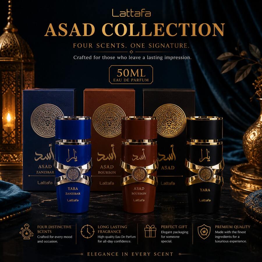 Lattafa Bộ 3 chai Asad 50ml màu Nâu/Xanh dương/Đen, thích hợp làm quà tặng dịp lễ, Ngày của Mẹ, Sinh nhật. - Hương thơm nồng nàn - Xem 1