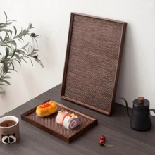 2 件套托盘和餐垫套装，棕色高级托盘套装 - 棕色 - 查看 2