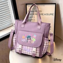 Túi Tote Disney Lilo & Stitch - Túi đeo vai họa tiết nhiệt đới "Stitch & Angel" kẻ caro tím, có thể dùng làm túi xách tay, túi tote đựng laptop, túi đi dạy, túi đeo chéo, dễ mang theo, túi thời trang phù hợp đi làm, đi học và đi lại hàng ngày - màu1 - Xem 1