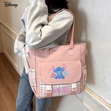 Disney Lilo & Stitch Tote Bag, Aloha Stitch Pink Plaid Design, Multi-Purpose Crossbody Shoulder Bag For School, Work & Travel - Colour1 - View 2