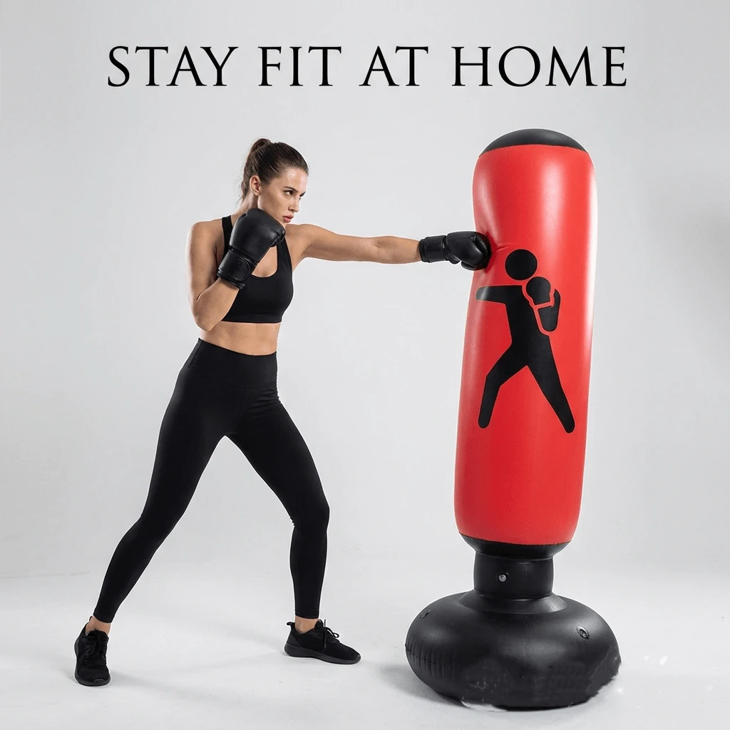 Punching Bag, Inflatable Muay Thai Punching Bag, Training Stress Relief Boxing Stand, Fitness Equipment - Multicolor - View 1