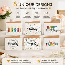 Bộ 24 thiệp sinh nhật trắng kèm phong bì, thiệp chúc mừng có thể tùy chỉnh, bộ quà tặng dễ thương phù hợp cho bạn bè, gia đình, Ngày của Cha. - Phong cách đơn giản và sáng tạo - Xem 5