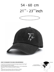 1 Pc "Fé" Cross Embroidery Washed Baseball Cap, Unisex Available In Multiple Retro Colors, Brazil Christian Faith Aesthetic Dad Hat, Minimalist Slogan Outdoor Travel Accessories - Fé Cross - View 4