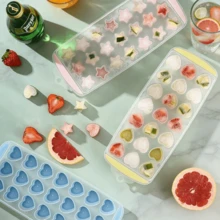 Silicone Ice Cube Mold Tray, Healthy & Fast Freezing Ice Maker, Multiple Cute Heart & Star Shapes & Soft Macaron Colors, Easy Release Stackable Mold, Suitable For Home Refrigerator, Cocktails, Whiskey, Fruit Drinks, Daily Cold Beverage Preparation - Multicolor - View 7