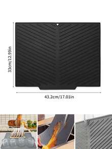 1 件硅胶碗碟干燥垫 - 可折叠、耐热、多用途厨房沥水垫，适用于碗碟和餐具，水槽边防滑厨房垫，天然卫生的厨房必备品，适合家庭和厨房房间装饰，是您舒适的秋冬风格和圣诞装饰的一部分 - 深灰色 - 查看 32