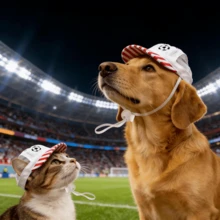 1 pieza Sombrero con temática de la Copa Mundial adecuado para perros y gatos, gorra de fútbol para perros con agujeros para las orejas, boina y gorra de béisbol para mascotas, sombrero ajustable para el sol adecuado para gatos y perros pequeños/medianos, accesorio para caminar para mascotas - Multicolor - Ver 2
