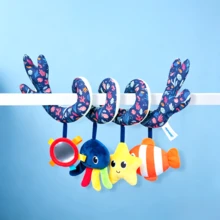 Nuevo decoración colgante de coche con animales marinos lindos, sonajero de cuna con dentición y papel crepitante, muñeca de peluche sonajero para bebé - Multicolor - Ver 11