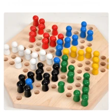 Wooden Chinese Checkers Board Game Set - Classic Strategy Game With 72 Pieces, Educational Family Indoor And Travel Toy For Children 3+ - Multicolor - View 6