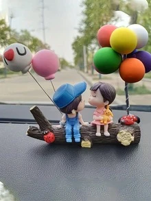2 Pieces Set Of Cute Couple Car Interior Decorations, Suitable For Dashboard, Air Vents, And Display - A - View 2
