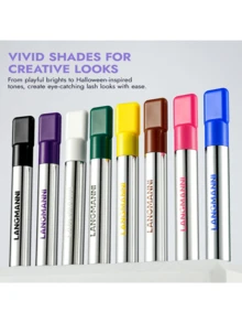 LANGMANNI 8-Color Mascara Set, Waterproof Long-Lasting Volumizing Mascara, Vivid Colors For Daily, Party, Halloween Makeup, White, Yellow, Pink, Blue, Green, Purple, Brown, Black Mascara Set - 查看 10