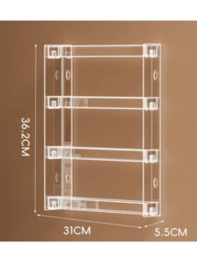 1 Wall-Mounted Storage Rack, Cosmetic Organizer, Suitable For Bathroom Vanity, Cosmetic Display Stand, Multi-Functional Storage Rack, Can Hold Collectible Figures, Snacks, Hair Accessories, Nail Polish, Fashion Glasses | Bathroom Accessories - Clear - View 6