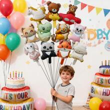 12 Stücke Set mit 16-Zoll-Mini-Ballons in den Motiven Fuchs, Bär, Schaukelpferd, Dinosaurier und Panda für Partydekorationen, zufällige Ausführungen (ohne Schnüre) - Übersicht 8
