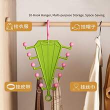 三角形收納掛鉤，多功能衣櫥整理架，適用於衣物、帽子、圍巾、髮飾，雙面懸掛架，V型衣櫥與大衣掛鉤，省空間壁掛解決方案 - 查看 5