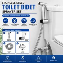 1 Set Toilet Companion Kit, 304 Stainless Steel Bidet Sprayer, Anti-Explosion Shower Hose, Toilet Sprayer Nut Gasket - G1/2" - View 1