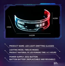1 Party Glasses - Future Tech Themed Fashion Glasses For Women, Shiny Reflective PC Material, Photo Prop, Suitable For Parties And Sci-Fi Events, Futuristic Glasses With Polymer Lenses - Silver - View 8