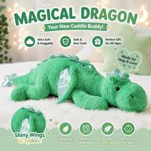 Dragon Stuffed Animals, Squishy Dragon Plush – Birthday Gifts, Graduation Gifts, Gifts For Boyfriend, 35.4in/45.2in Dragon Plushie, Kids & Adults Toys, Christmas Gifts, Pillows & Stocking Stuffers - 綠色 - 查看 1