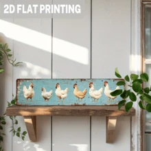 2D Flat, 1pc Vintage Iron Chicken Tag - Greenish Blue Background With Rustic Charm, 4x16 Inches, Easy To Install, Suitable For Kitchen, Living Room, Entryway, Handmade Appearance, Farm Animal Art, Farmhouse Decor, Best Christmas Choice, Perfect For Thanksgiving - Multicolor - View 1