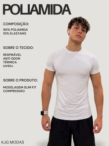 Thermal Polyamide T-Shirt Short Sleeve Anti-Odor UV50+ Protection Men's Raglan Fit Gym Training Running Second Skin - White - View 3