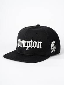1 Stück bestickter Compton Seitenstickerei Flachkrempen Hut, verstellbarer Sonnenschutz Hut für Outdoor, geeignet für Frühling/Herbst Reisen, Strandurlaub, Jungen Sonnenhut, Y2K Stil Jugendkappe - Baseball Kappe - Übersicht 21
