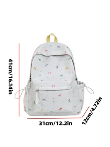 New Bow Tie Pattern Fashion Minimalist Casual Travel Backpack, Suitable For Various Occasions, Large Capacity Multi-Function Unisex Backpack - Multicolor - View 9