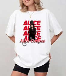 Retro Bootleg-Style A-Li-Ce  C-Ooper Graphic T-Shirt With Portrait And Text, Unisex Relaxed Fit - White - View 9