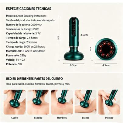 Smart Negative Pressure Cupping And Scraping Device with 12-Gear Adjustable Base Plate, Heat Generation, Rechargeable-1800mha, Suitable for Home Use, Outdoor Travel, Hiking Convenient for Carrying.