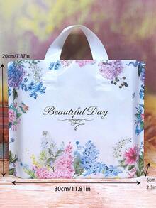 10 piezas Bolsas de regalo de plástico con estampado floral azul y texto "Que tengas un buen día" impreso, adecuadas para fiestas, eventos, embalaje de regalos de San Valentín, decoraciones de baby shower, recuerdos de boda, decoración de reuniones familiares - azul - Ver 4