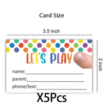 3.5" X 2" Multicolor Game Diary Cards, Boys & Girls Contact Cards "Let's Play Together" - View 6
