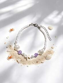 1 pieza Tobillera con cuentas de conchas y estrellas de mar estilo vacaciones de playa - Multicolor - Ver 8