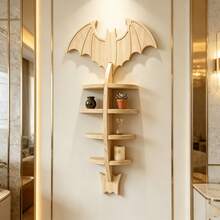 1-Piece Creative Solid Wood Dolphin/Bat Shaped Wall Storage Shelf, Multi-Layer Stylish Home Decor Display Rack, Vertical & Horizontal Mountable Bathroom Organizer, Ideal For Home Decoration & Display, Space-Saving Storage Essential, Perfect Gift For Family And Friends - 多款 - 查看 12