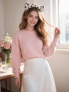 Miniso 1入小狗耳彈性髮箍，方便實用，適合女性成人洗臉、護膚、化妝、洗澡、日常穿搭、派對、Cosplay禮物，含面罩髮箍、SPA髮帶、洗澡髮箍、臉部清潔髮箍、毛巾髮箍 - 樣式1 - 查看 2