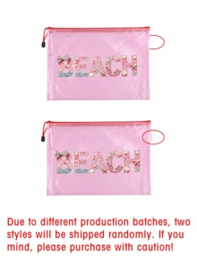 Túi đựng tài liệu túi mỹ phẩm túi đựng đồ vệ sinh cá nhân in chữ "Beach" 5 màu, phong cách mùa hè rực rỡ có khóa kéo đa năng, nhẹ chống nước dễ làm sạch lót mềm di động khóa kéo, dùng cho đi biển du lịch gym văn phòng trường học đi lại hàng ngày, dành cho nữ nam thanh thiếu niên học sinh người yêu biển, dùng để đựng hồ sơ giấy tờ trang điểm chăm sóc da bàn chải đánh răng đồ vệ sinh nhỏ kính thời trang chìa khóa - Nhiều màu - Xem 5