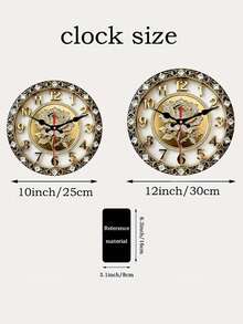 2D Flat. 1pc. European-Style Diamond-Encrusted Rose-Themed Wooden Wall Clock, Silent Decorative Clock, Creative Wall Clock, Suitable For Decoration In Bedrooms, Living Rooms, And Offices, 25/30cm (Excluding AA Batteries), 2D Flat - Multicolor - View 5