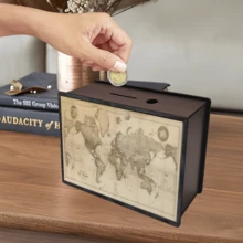 1 chiếc ống tiết kiệm bằng gỗ, hộp đựng tiền bằng gỗ tái sử dụng, đồ trang trí bằng gỗ thủ công, trang trí nhà cửa, trang trí phòng khách/văn phòng, vật dụng cần thiết để đựng tiền xu, món quà tuyệt vời, ống đựng tiền xu hình chữ nhật 2D. - Nhiều màu - Xem 8