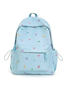 New Bow Tie Pattern Fashion Minimalist Casual Travel Backpack, Suitable For Various Occasions, Large Capacity Multi-Function Unisex Backpack - Multicolor - View 12