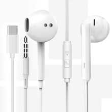 Type-C 有线耳机，3.5mm 圆形插头，USB-C 耳塞，音频耳机，电子通话和音乐，低音立体声入耳式耳机，无线耳机，适用于 iPad/PC - 查看 1