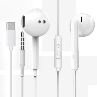 Type-C 有线耳机，3.5mm 圆形插头，USB-C 耳塞，音频耳机，电子通话和音乐耳机，低音立体声入耳式耳机，无线耳机，兼容 iPad/PC