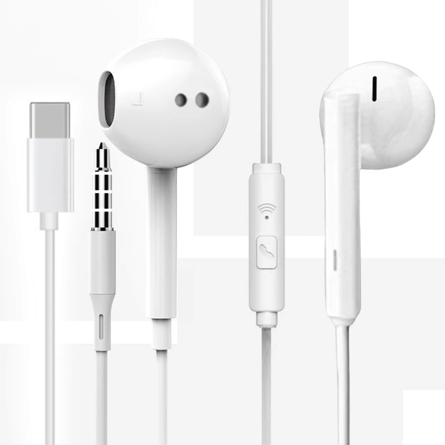 Type-C 有线耳机,3.5mm 圆形插头,USB-C 耳塞,音频耳机,电子通话和音乐,低音立体声入耳式耳机,无线耳机,适用于 iPad/PC - 查看 1