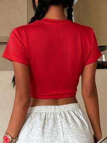 I'm Gayer Than I Look LGBTQ+ Pride Crop Top - Short Sleeve Fitted T-Shirt, Comfortable Casual/Daily/Party Wear, Soft - 紅色 - 查看 4