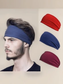 1 pieza Banda para la cabeza deportiva para hombres, absorbente de humedad y sudor, elástica, para fitness, yoga y running, multicolor, de tela suave, banda para el sudor - Multicolor - Ver 11