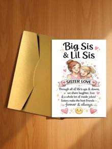 1pc "Sisters" Greeting Card With Envelope - Thoughtful Gift For Sisters, Celebrating Sisterly Love, Suitable For Birthday And Special Occasions, Blank Inside - View 12