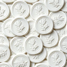 25 pegatinas de sello de cera blanca, adecuadas para sobres de invitaciones de boda, manualidades de cajas de regalo, sobres de tarjetas de Navidad - TD153 - Ver 1