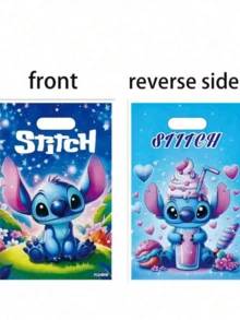 Disney 10/20 túi quà tặng chủ đề Lilo & Stitch, chất liệu nhựa, họa tiết Stitch xanh và thiên thần hồng, túi đựng kẹo, trang trí tiệc sinh nhật. - A - Xem 8