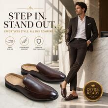 ZCZ Sandal Kasual Slip-On Pria Warna Cokelat dengan Ujung Tertutup - Coklat - View 4