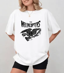 The Hellacopters Rock And Roll Style T-Shirt With Eagle Logo, Unisex Relaxed Fit - White - View 10