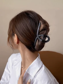 1/3 Pcs Large Matte Hair Claw Clips For Women,Strong Hold Non-Slip Jaw Clips For Thick Hair, Neutral Color Criss-Cross Loop Design Hair Accessory - Multicolor - View 3