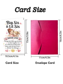 1pc "Sisters" Greeting Card With Envelope - Thoughtful Gift For Sisters, Celebrating Sisterly Love, Suitable For Birthday And Special Occasions, Blank Inside - View 2