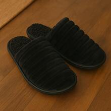 Luxury 's And Women's Warm Winter Slippers, Plush, Non-Slip, Comfortable, Soft, Unisex, Casual Fabric Slippers For Home And Winter - 黑色 - 查看 2