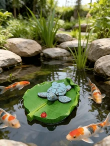 1個可愛動物浮雕樹脂裝飾品，花園池塘景觀裝飾，趣味漂浮烏龜/懶牛浮雕裝飾，戶外花園池塘魚缸水景裝飾，創意桌面家居裝飾，療癒動物手工藝禮物 - 1PC - 查看 2